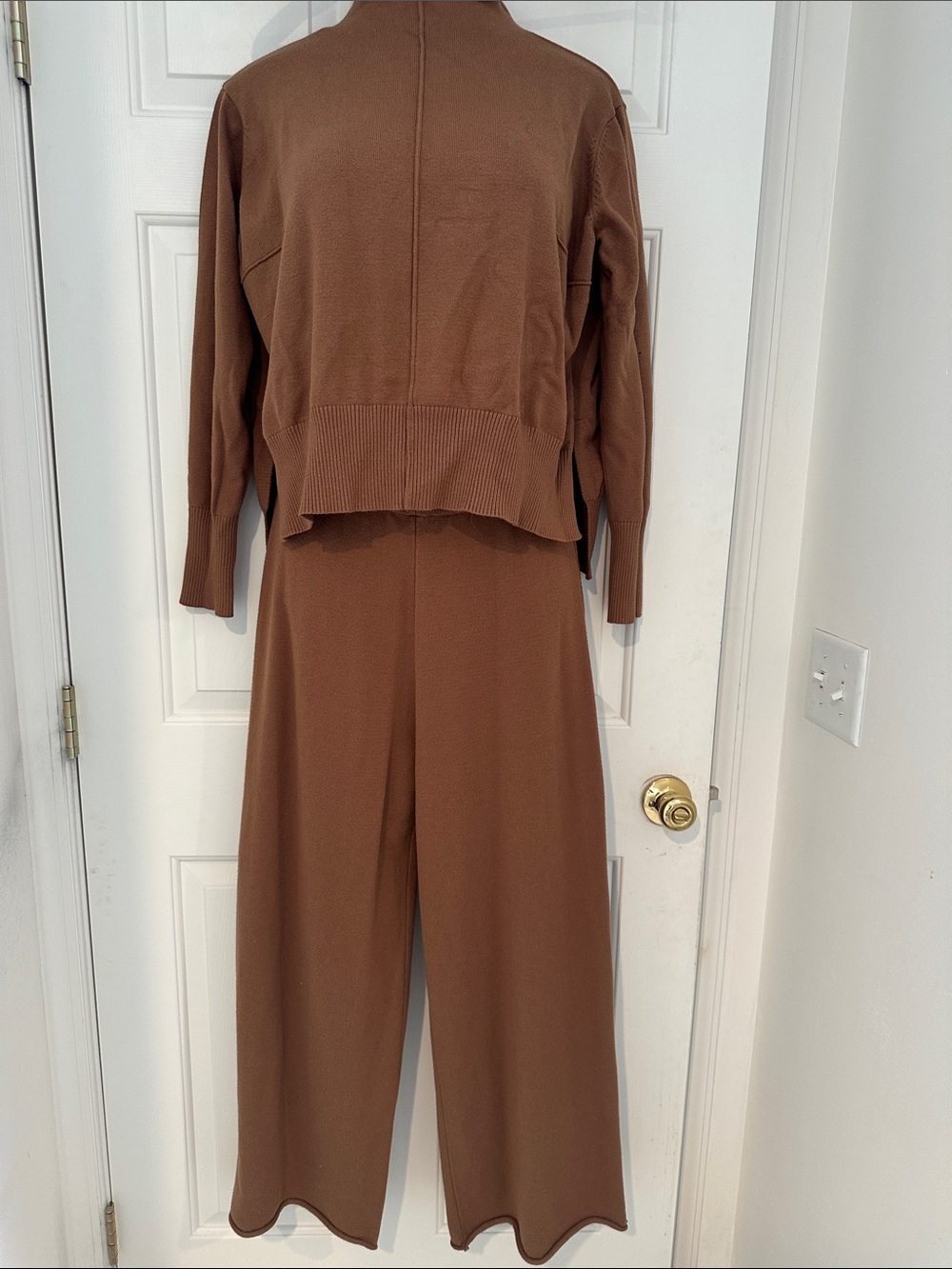 Women's Brown Wide-Leg Knit Pants - Brand